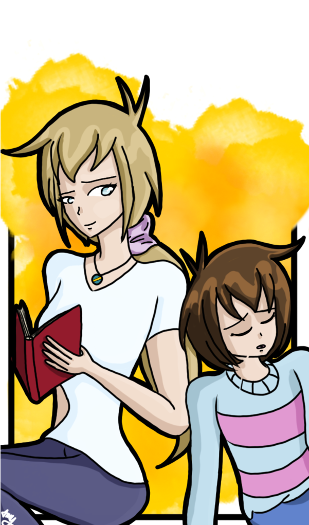 Anna And Frisk - Cartoon (600x1067)