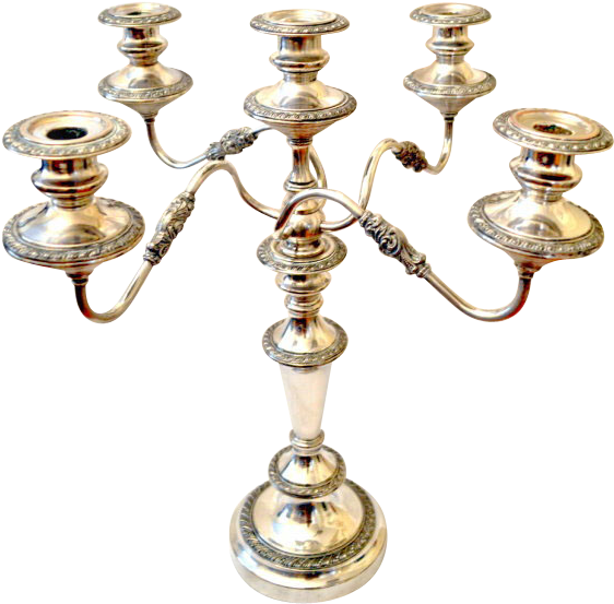 Five Light Silver Plate Candelabra Hartford Sterling - Brass (561x561)