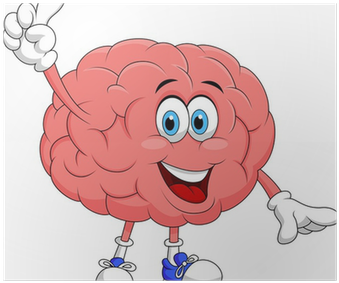 Cute Brain Cartoon Character Pointing Poster • Pixers® - Assumptions Of Biological Approach (400x400)