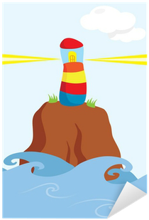 Adesivo Funny Cartoon Faro Colorato Su Una Collina - Clock Tower (400x400)