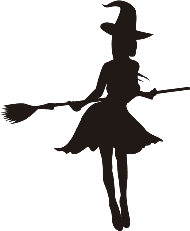 Witch Girl Silhouette With Broom - Imagenes De Moda Png (512x512)