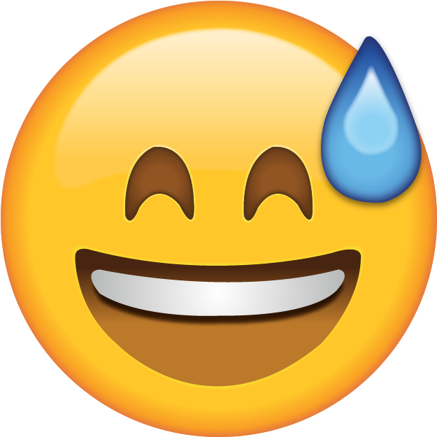 Nervous Sweating Emoji For Kids - Smile With Sweat Emoji (640x640)