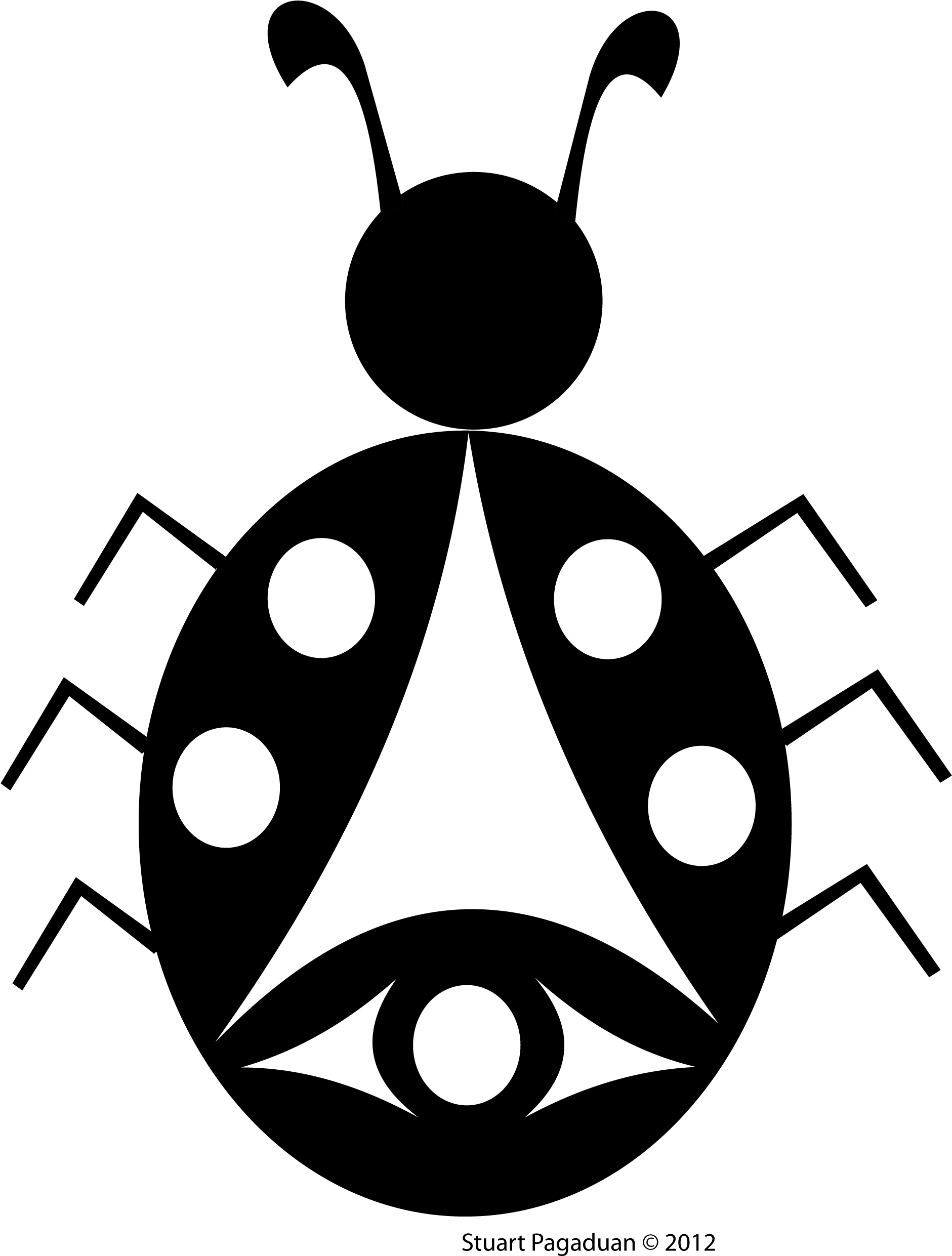 Clip Art Black And White Image File Format - Ladybird Beetle (1888x2566)