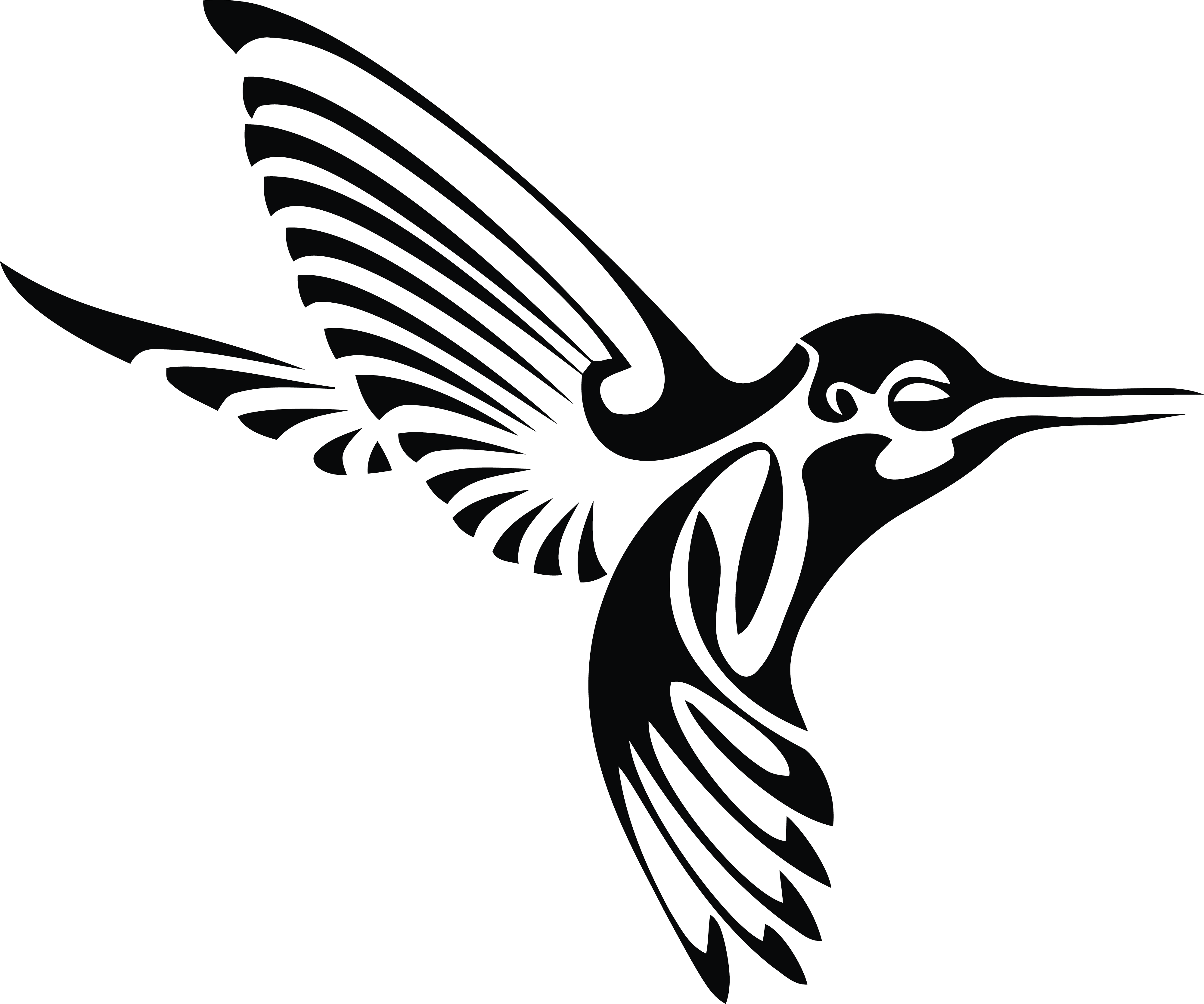 248 Free Clipart Of A Black And White Tribal Hummingbird - 248 Free Clipart Of A Black And White Tribal Hummingbird (4000x3337)