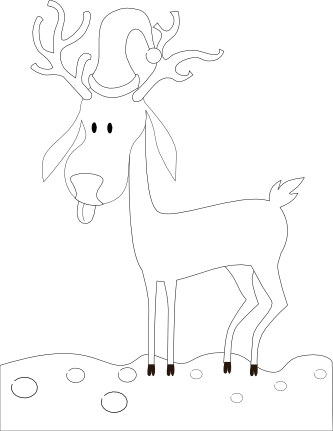 Kablam A Cartoon Reindeer Black White Line Art Scalable - Reindeer With Black Background (333x431)