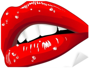 Adesivo Labbra Sensuali Con Gocce D'acqua Wet Sensual - Bouche Rouge (400x400)