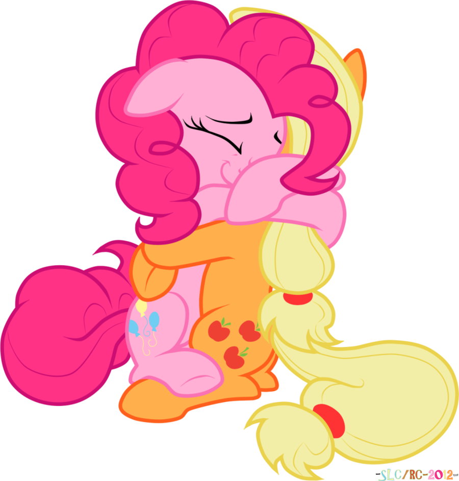 Stupidlittlecreature 389 84 Hug By Stupidlittlecreature - Pinkie Pie Hugging Applejack (900x943)