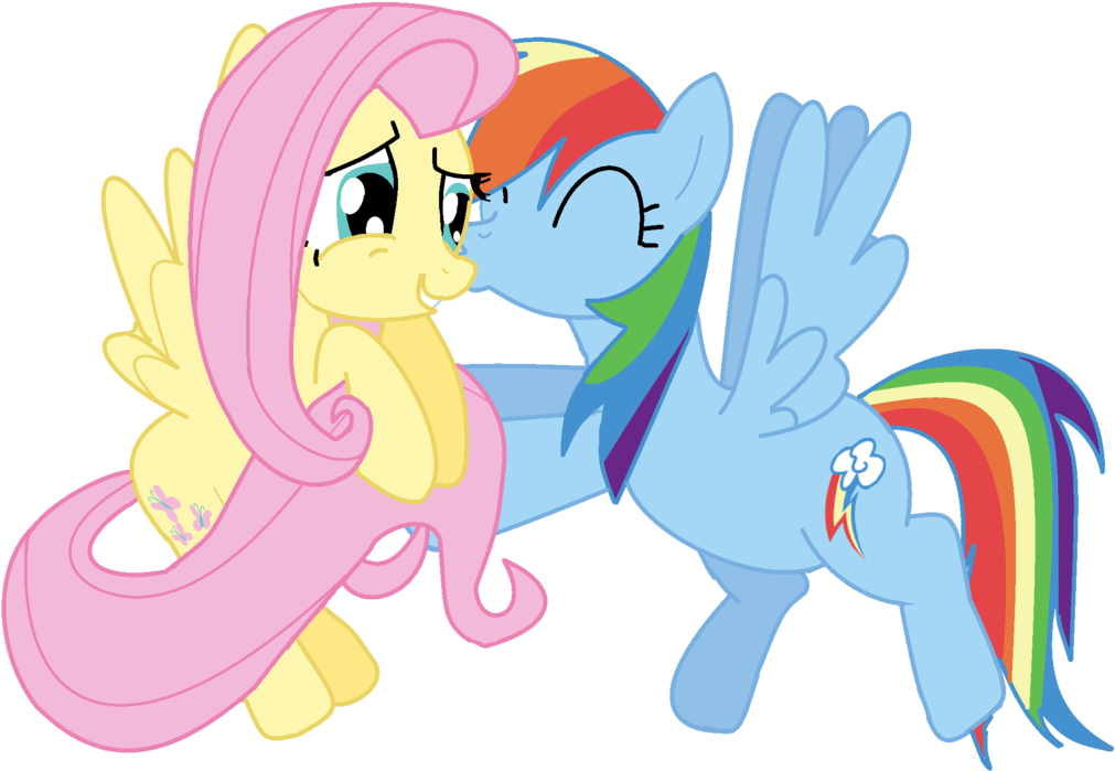 Pony Rainbow Dash Applejack Pinkie Pie Rarity - Flutterdash Kiss (1024x711)
