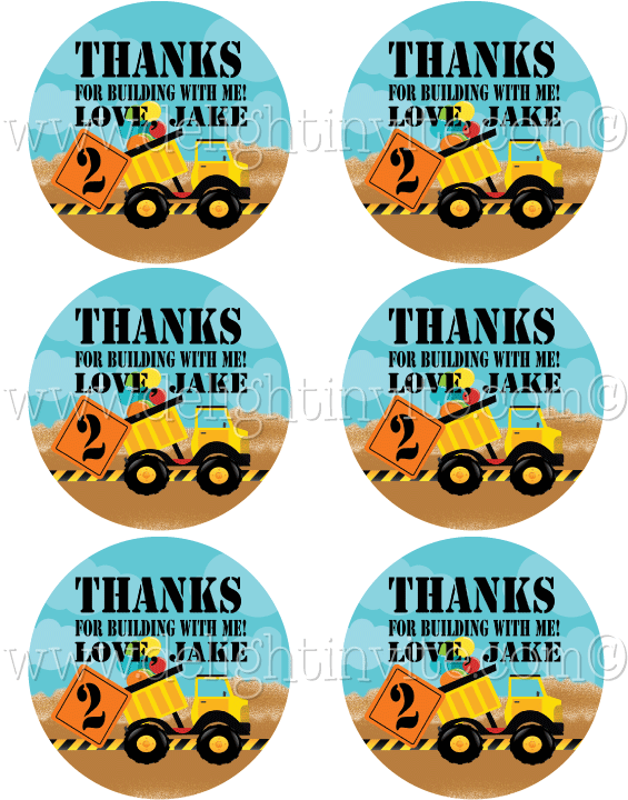 Dump Truck Construction 1st Birthday Sticker Tags - Label (614x794)