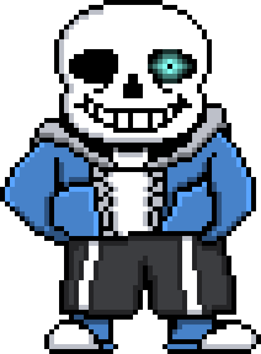 Sans Com O Olho Direito Azul - Sans Battle Sprite Colored (530x720)