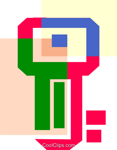 Colorful Thick Line Skeleton Key Royalty Free Vector - Graphic Design (373x480)