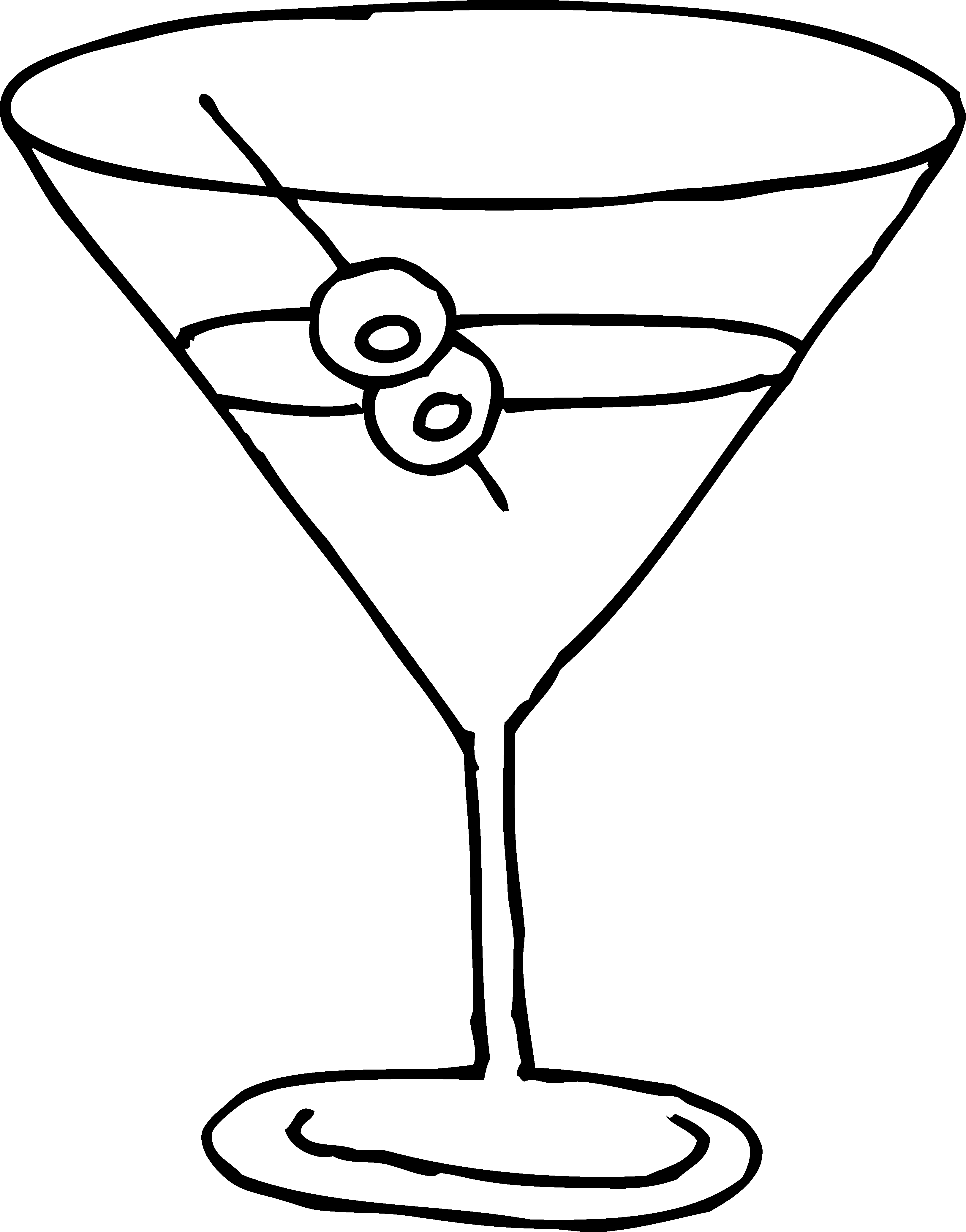 Martini Glass Line Art Free Clip Art - Martini Glass Coloring Page (3253x4149)