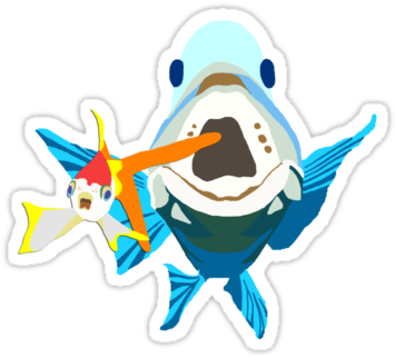 Top Images For Big Fish Little Fish Sticker On Picsunday - Cartoon (375x360)