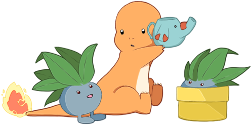 Charmander Just Watering Some Oddishs - Baby Oddish (500x322)