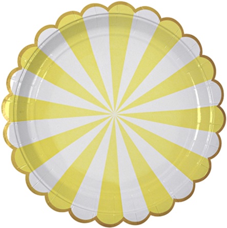 Toot Sweet Yellow Striped Party Plate - Party Supplies Party Plates Disposable Paper Plates (480x479)