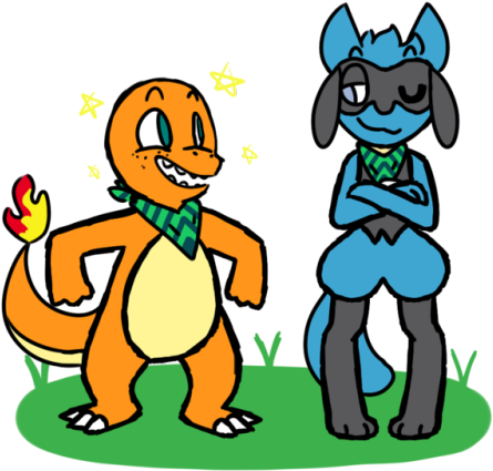 Pokemon Super Mystery Dungeon Riolu And Charmander (500x459)