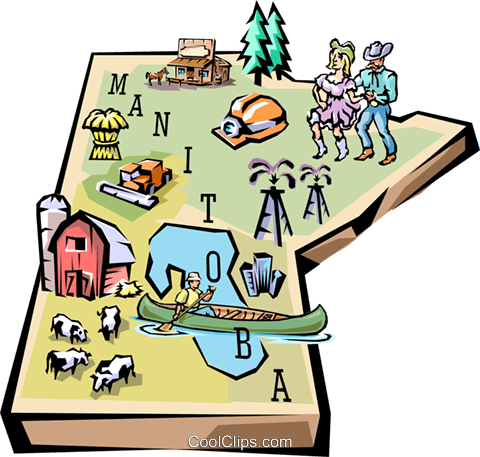 Manitoba Map Royalty Free Vector Clip Art Illustration - Clip Art Map Of Manitoba (480x457)