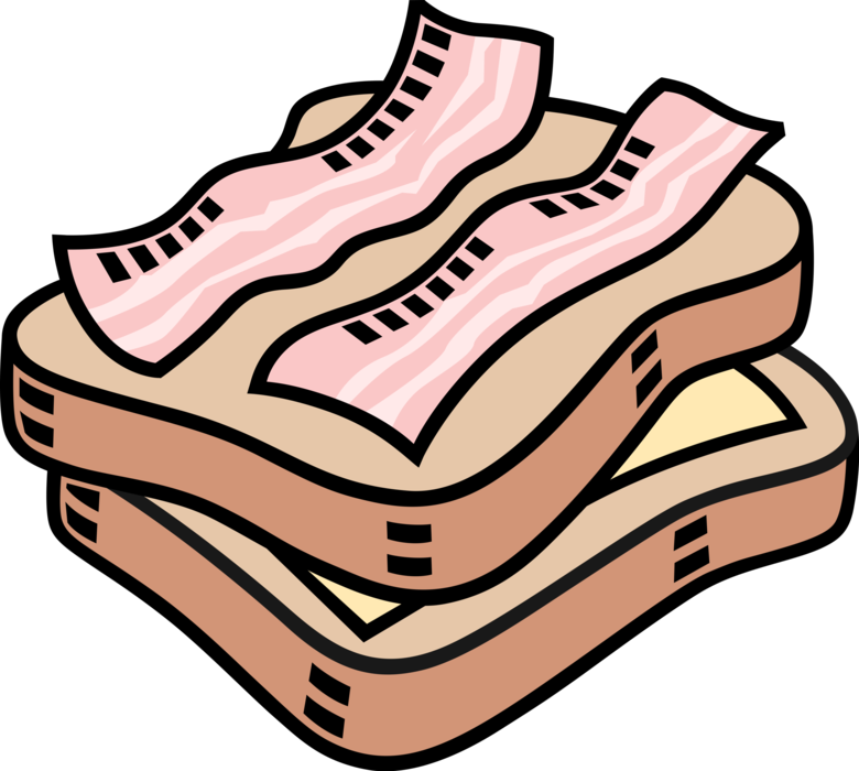 Vector Illustration Of Cheese And Bacon Sandwich For - Cartoon Images Of Bacon Sandwiches (780x700)