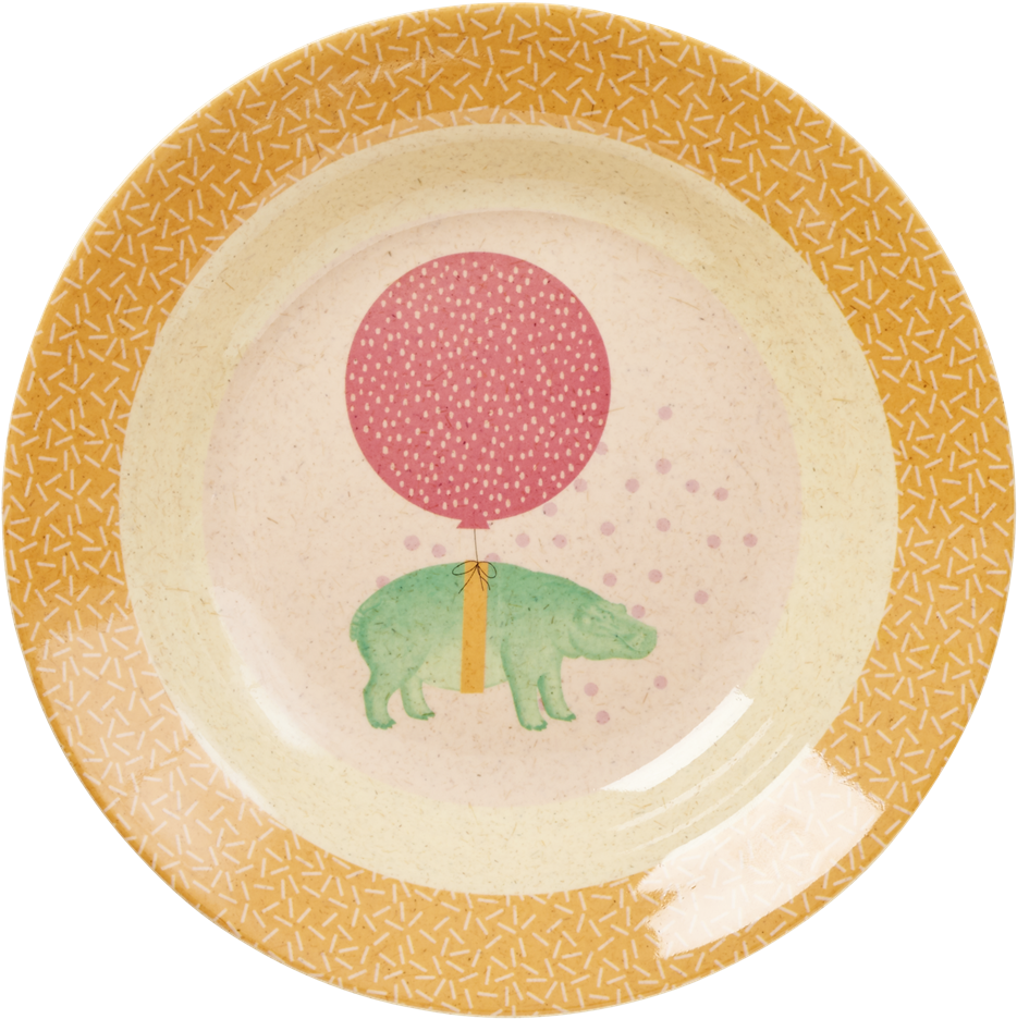Kids Melamine Bamboo Bowl Girl Colours Animal Prints - Rice Bowl And Mug - Kibow-gani - Print (1024x1024)