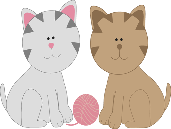 Cat Friends - Clip Art Two Cats (550x416)