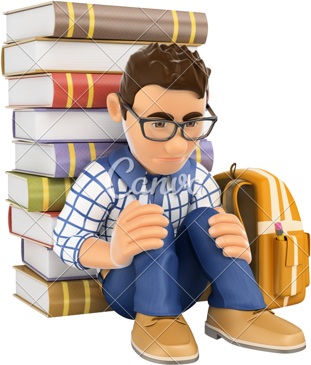 3d Young Student Depressed - 3d People Bullying Each Other (733x800)