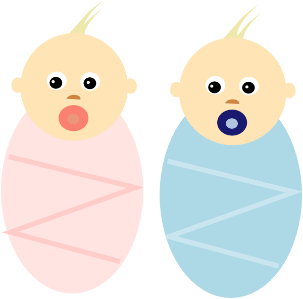 Twin Babies Clip Art - Cartoon Baby Twins Boys (600x592)