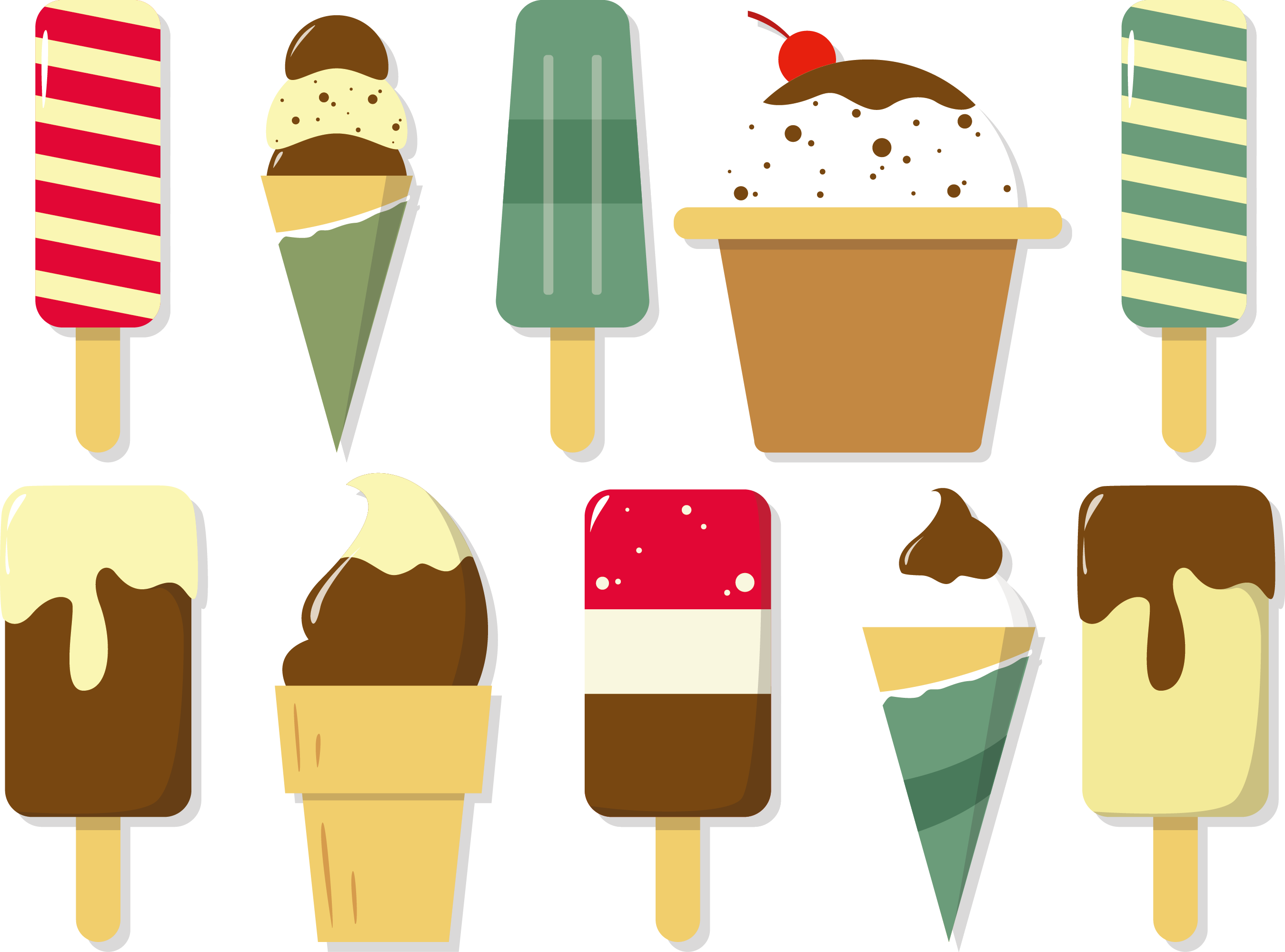 冰棍【高清卡通手绘png素材】-90设计 - Ice Cream (2699x2000)