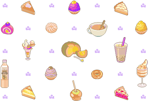 Curlycubbles - Pixel Art Food Gif (500x350)