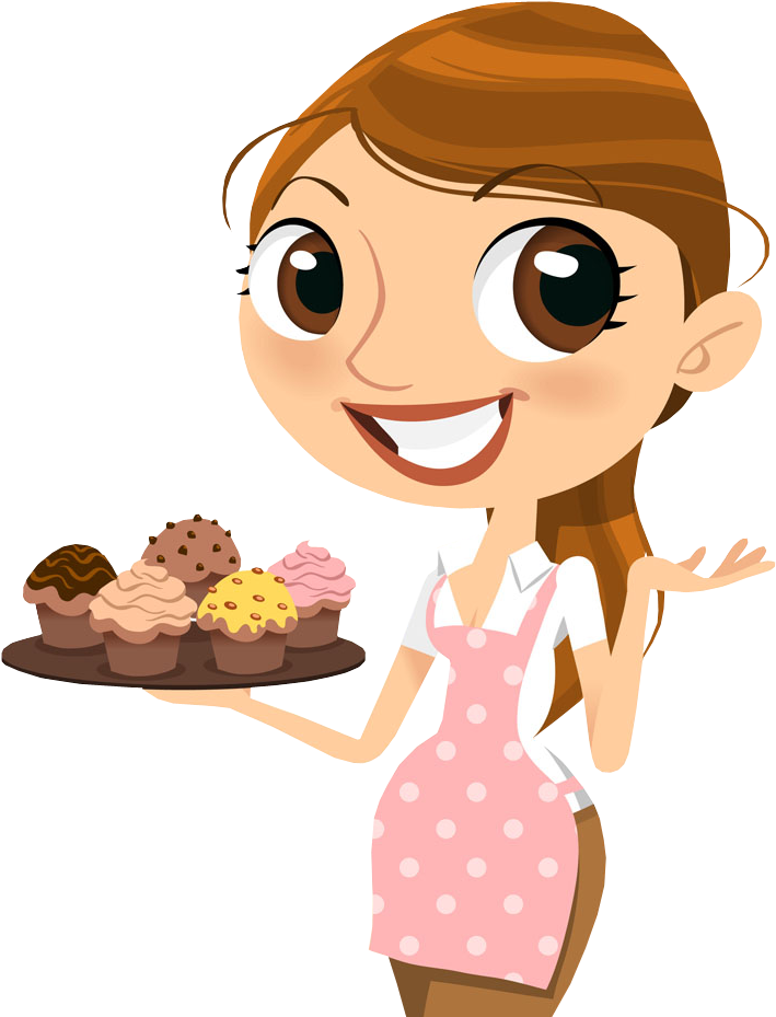 People - Cartoon Girl With A Cupcake (770x950)