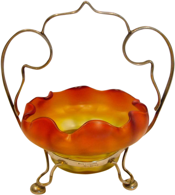 English Satin Amberina Art Glass Bowl On Silver Plate - English Satin Amberina Art Glass Bowl On Silver Plate (826x826)