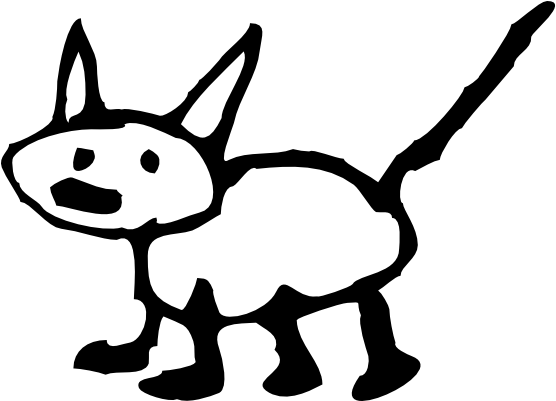 Artfavor Cartoon Cat 3 Black White Line Art Scalable - Black Cat Line Drawing (569x410)