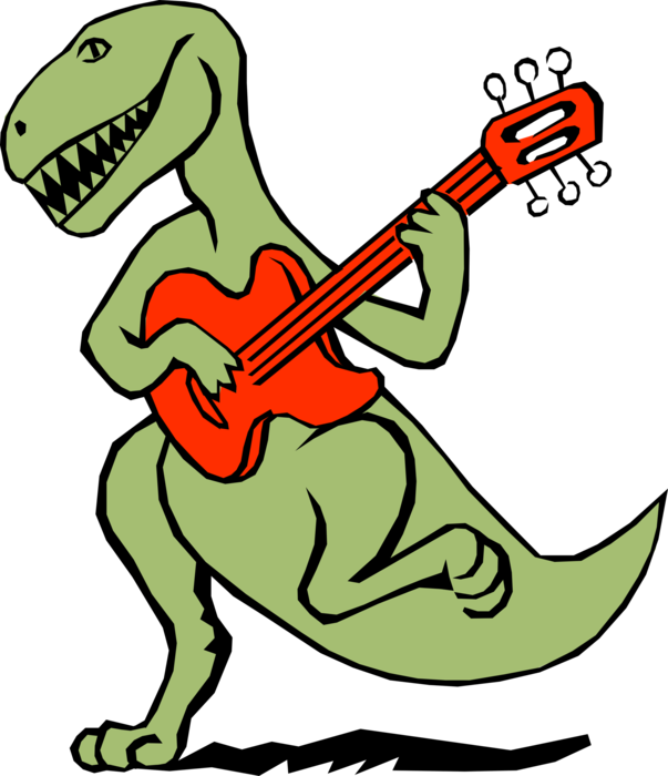 Vector Illustration Of Dinosaur Plays The Electric - Music That Makes Learning Fun - Cd (603x700)