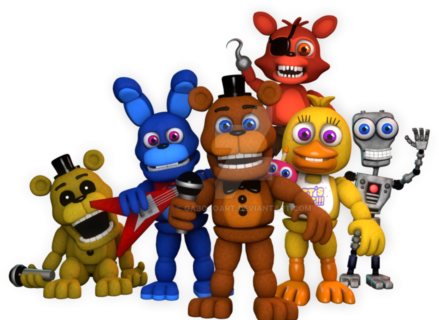 By Gabocoart - Fnaf World Fnaf 1 Characters (1600x900)