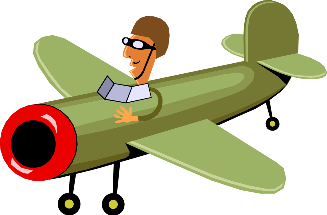 Vector Illustration Of Airforce Pilot Flies Military - Airplane Clipart (1065x700)