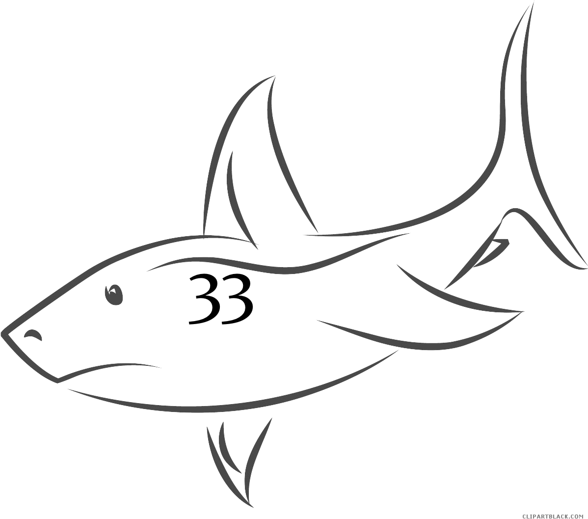 Shark Outline Animal Free Black White Clipart Images - Shark Fin Drawing (1197x1083)