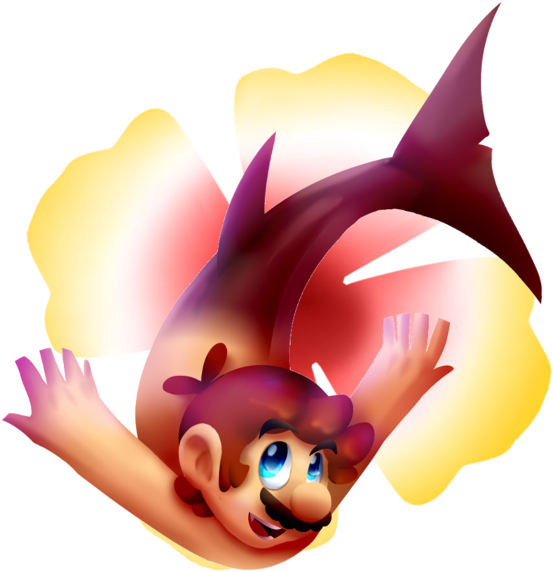 Shark Mario By Baconbloodfire - Cartoon (901x886)