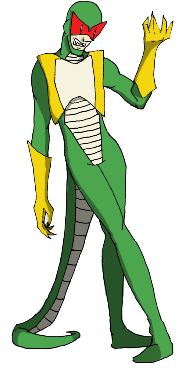 Slither, Snake Supervillain By Satyrjosh - Cartoon (631x1264)