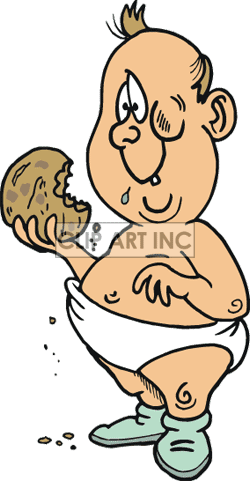 Chubby Baby Eating A Chocolate Chip Cookie Spilling - Chocolate Chip Cookies Clip Art (250x481)