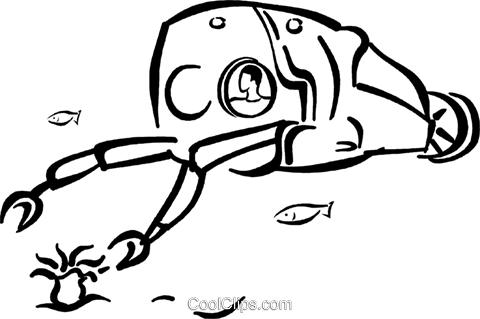Ocean Research Royalty Free Vector Clip Art Illustration - Line Art (480x319)
