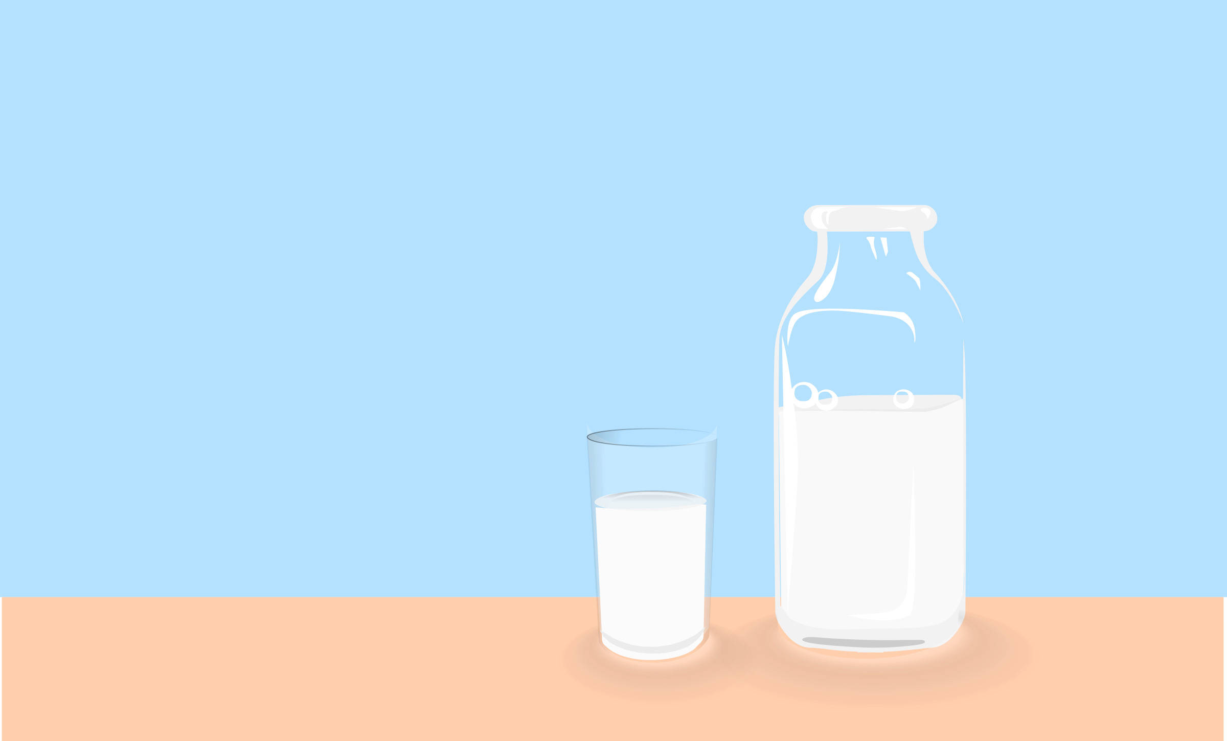 Bottle Of Milk And Glass Of Milk On Table Clipart - Glass Of Milk Clipart Png (2400x1449)