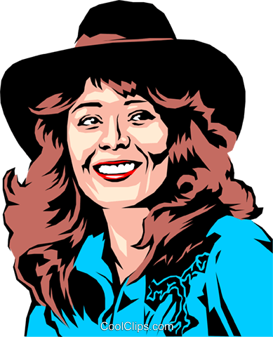 Cowgirl Smiling Royalty Free Vector Clip Art Illustration - Illustration (389x480)