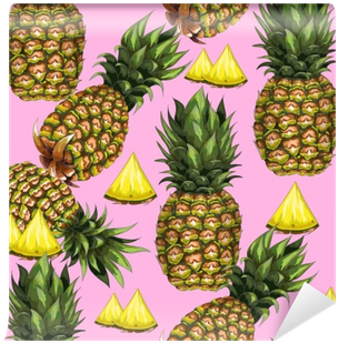 Summer Seamless Pattern With Hand-drawn Pineapple On - Illustration (400x400)