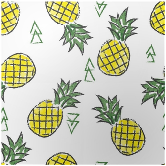 Seamless Watercolor Contrast Pineapple Pattern - Ananas Piirretty (400x400)