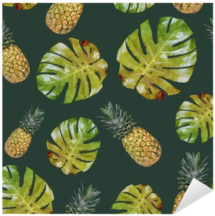 Seamless Pattern With Pineapple And Palm Leaves - Pineapple (400x400)