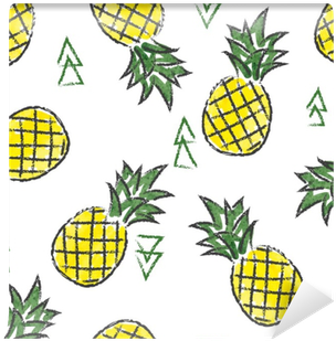 Seamless Watercolor Contrast Pineapple Pattern - Ananas Piirretty (400x400)