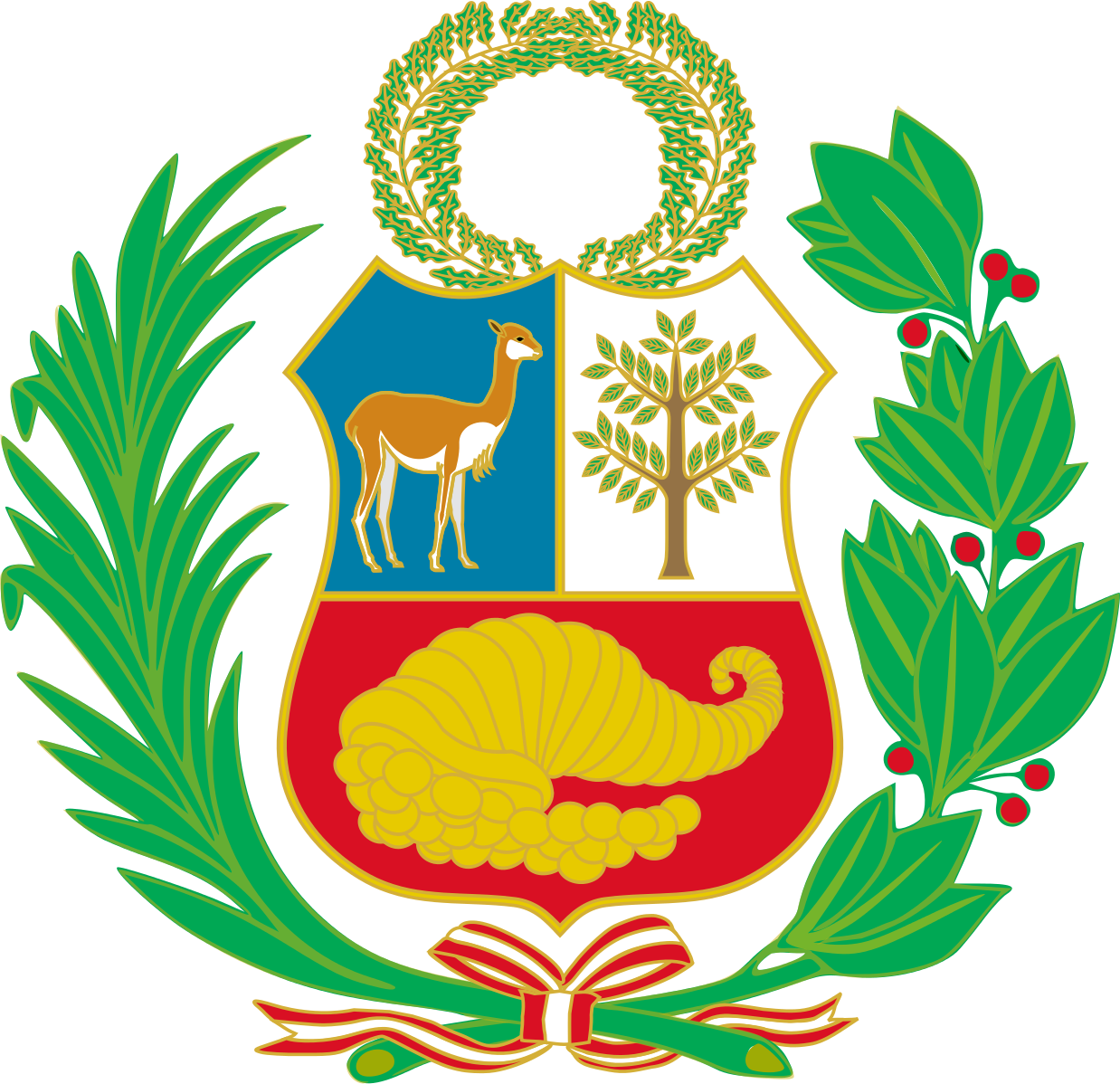 Lesser Coat Of Arms Of Peru - Middle Of The Peru Flag (1238x1198)