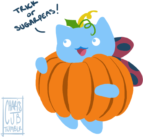 Transparent Pumpkin Catbug Is Ready To Knock On Your - Cartoon (500x500)