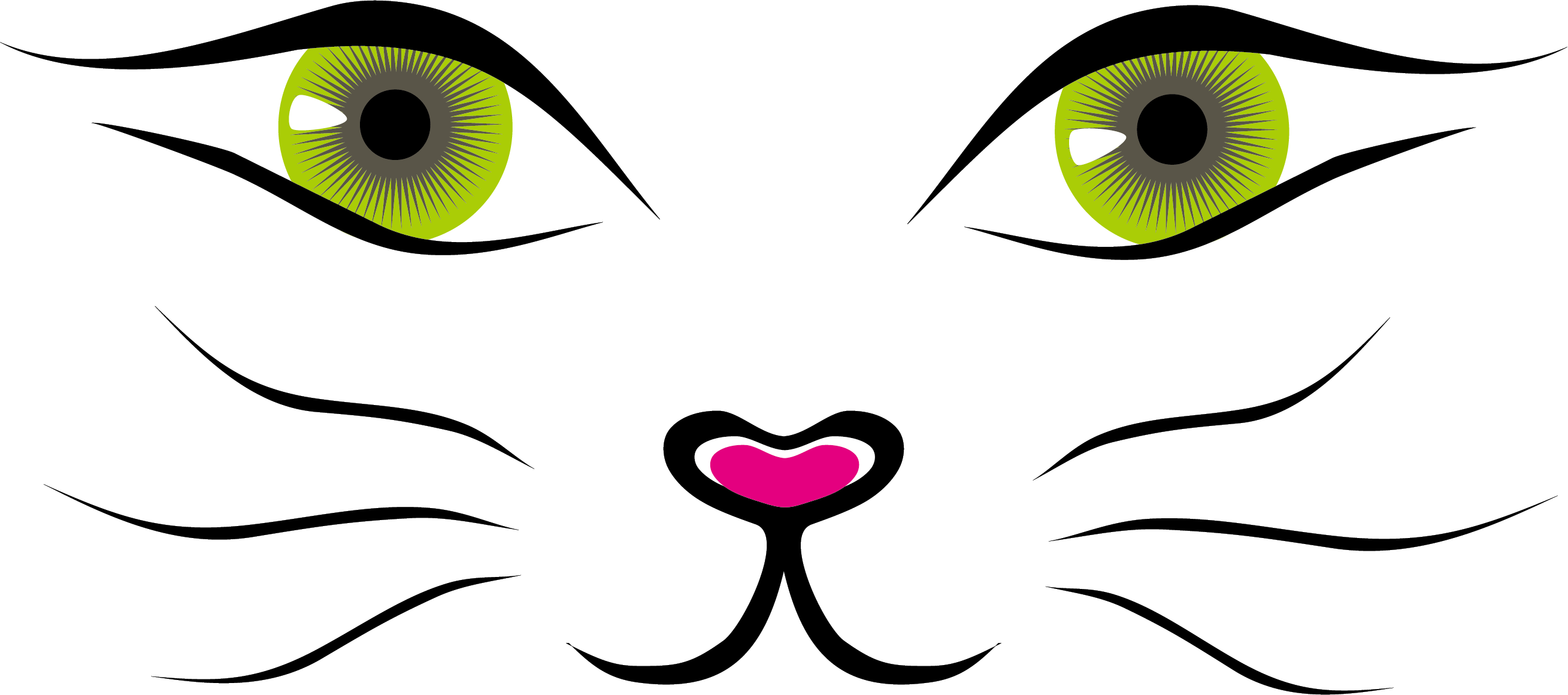 Cat Face Kitten Clip Art - Cute Cartoon Cat Face (2618x1160)