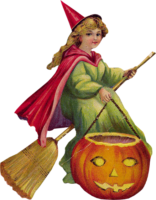 Victorian Die Cut - Vintage Halloween Witch Throw Blanket (498x640)