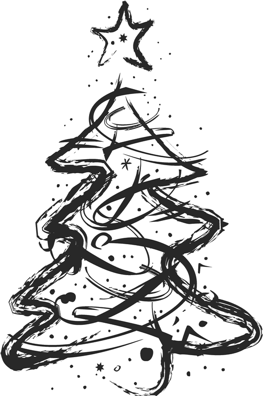 Sketched Artistic Christmas Tree Stamp - Christmas Icon Purple (800x800)